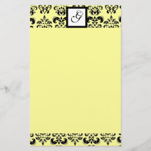 DAMASK Fyrkantig monogram ,gul Brevpapper