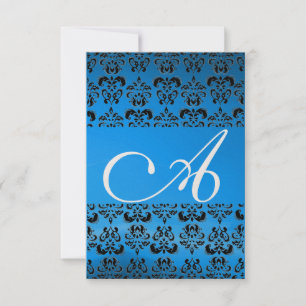DAMASK GEM MONOGRAM Blue osa guld Inbjudningar