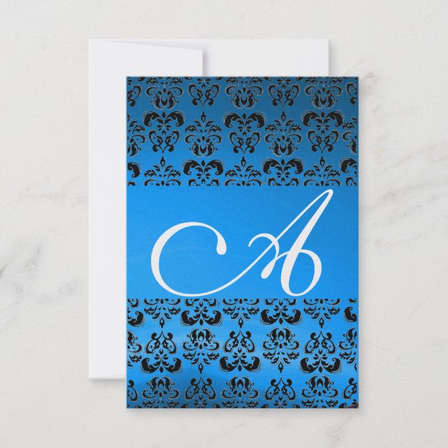 DAMASK GEM MONOGRAM Blue osa ice Inbjudningar (Framsida)