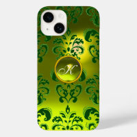 DAMASK GEM MONOGRAM gult grönt