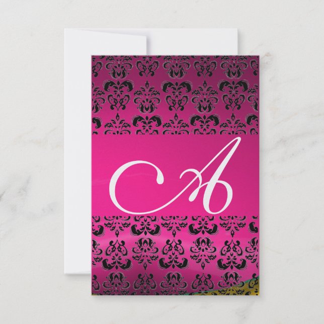 DAMASK GEM MONOGRAM osa rosa Inbjudningar (Framsida)