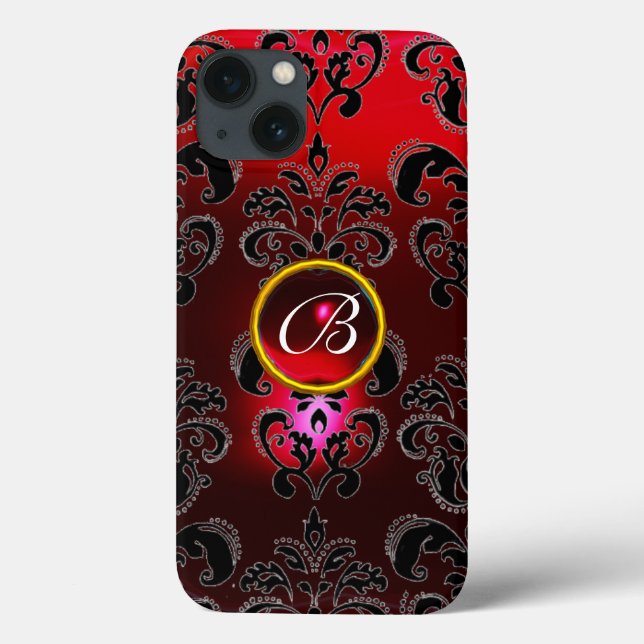 DAMASK GEM MONOGRAM Red Burgundy Black (Baksida)