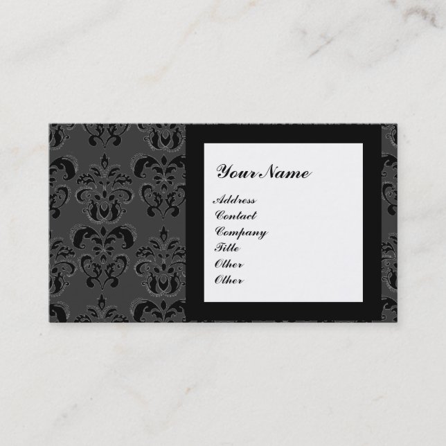 DAMASK GEM STONE MONOGRAM,3 VISITKORT (Framsida)