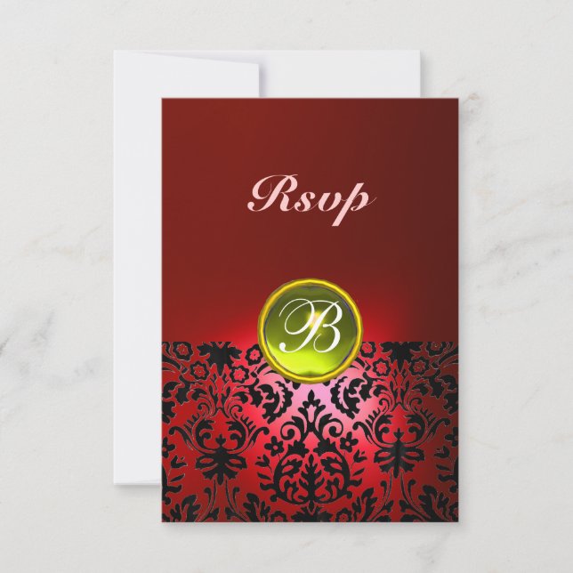 DAMASK GEM STONE MONOGRAM Gult Red Osa (Framsida)