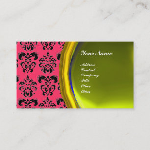 DAMASK GEM STONE MONOGRAM,gult topaz,violet Visitkort