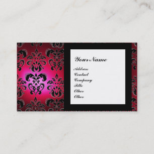 DAMASK GEM STONE MONOGRAM Red burgundy Visitkort