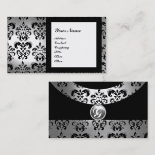 DAMASK GEM STONE MONOGRAM, vitt kristallkristallko Visitkort