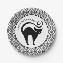 Damask Glam Black Cat | Halloween Papper Platt