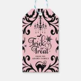 Damask Glam Bus eller godis Halloween Presentetikett