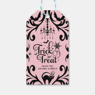Damask Glam Bus eller godis Halloween Presentetikett