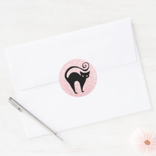 Damask Glam Halloween Kattunge Runt Klistermärke