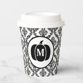 Damask Glam Monogram Halloween Pumpkin