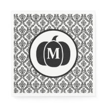 Damask Glam Monogram Halloween Pumpkin