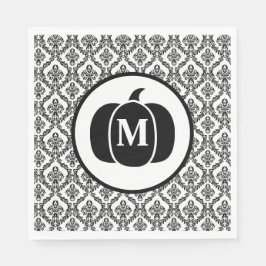 Damask Glam Monogram Halloween Pumpkin Pappersservett