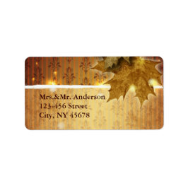 Damask Golden Lövs Fall Wedding Adressetiketters Adressetikett