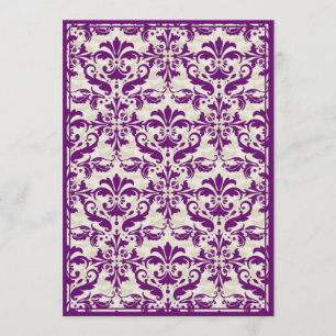 Damask Gräns med Dubbla Ram (Plum & Beige) Inbjudningar