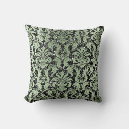 Damask Grått Mint Grönt Cottage Sequin Glitter Kudde