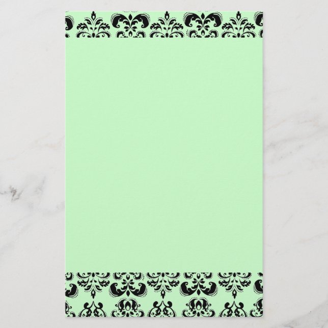 DAMASK,grönt Brevpapper (Framsida)
