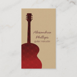 Damask Guitar Music Affärskort, Red Visitkort