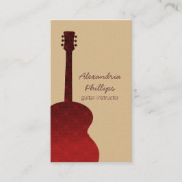 Damask Guitar Music Affärskort, Red Visitkort