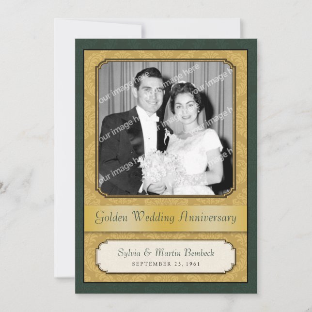 Damask Guld (50-års) jubileumskalas Inbjudningar (Framsida)