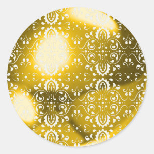Damask guld boll runt klistermärke