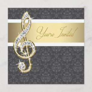 Damask Guld Diskantnyckel Recital Inbjudningar