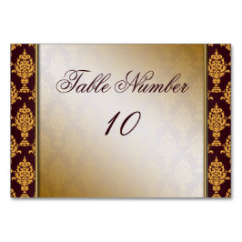 Damask Guld på Burgundy Gräns Bordsnummer