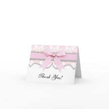 Damask Heart Rosa Ribbon Baby Shower Tack