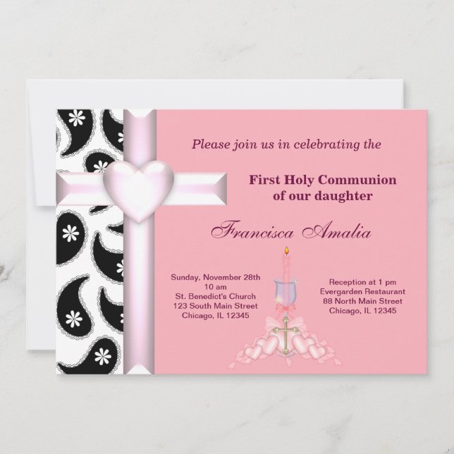 Damask Heliga Communion Inbjudningar (Framsida)