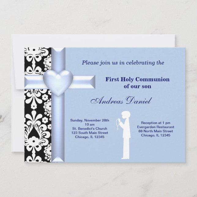 Damask Heliga Communion Inbjudningar (Framsida)