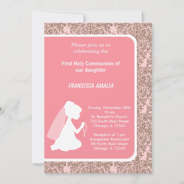 Damask Heliga Communion Inbjudningar (Framsida)