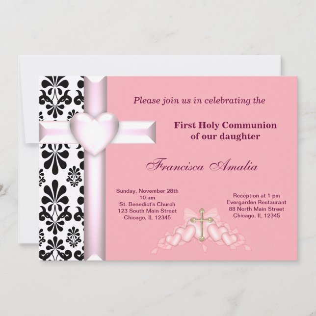 Damask Heliga Communion Inbjudningar (Framsida)