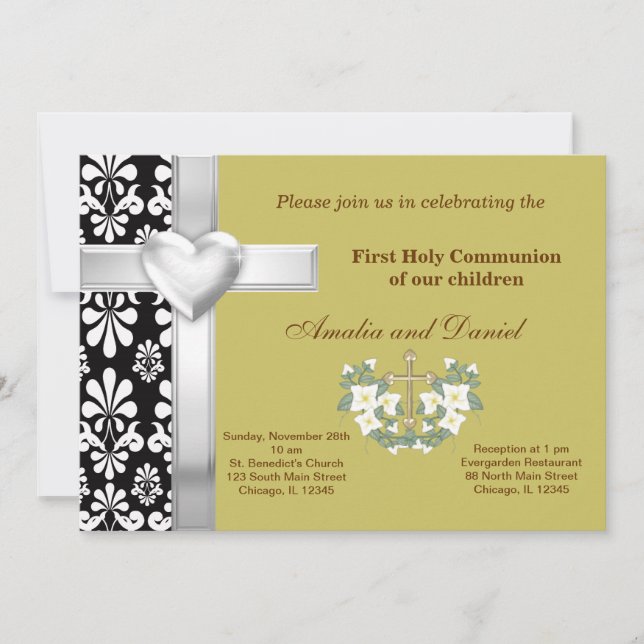 Damask Heliga Communion Inbjudningar (Framsida)