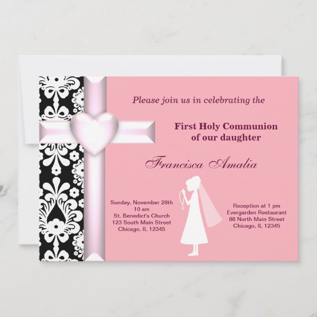 Damask Heliga Communion Inbjudningar (Framsida)