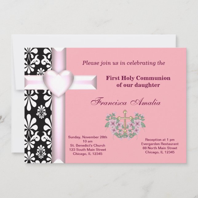 Damask Heliga Communion Inbjudningar (Framsida)