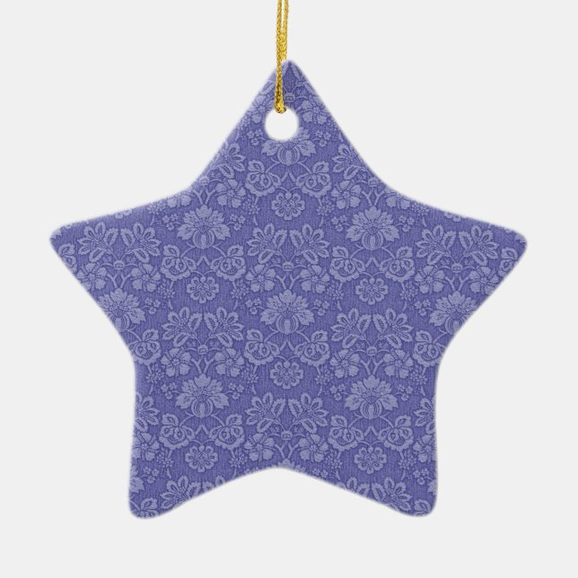 Damask i blå julgransprydnad keramik (Framsidan)