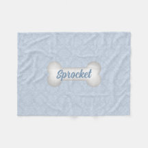 Damask i blått med Hund Bone