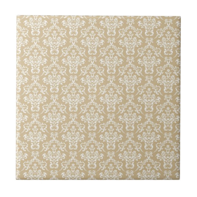 Damask i kräm färg kakelplatta (Framsidan)