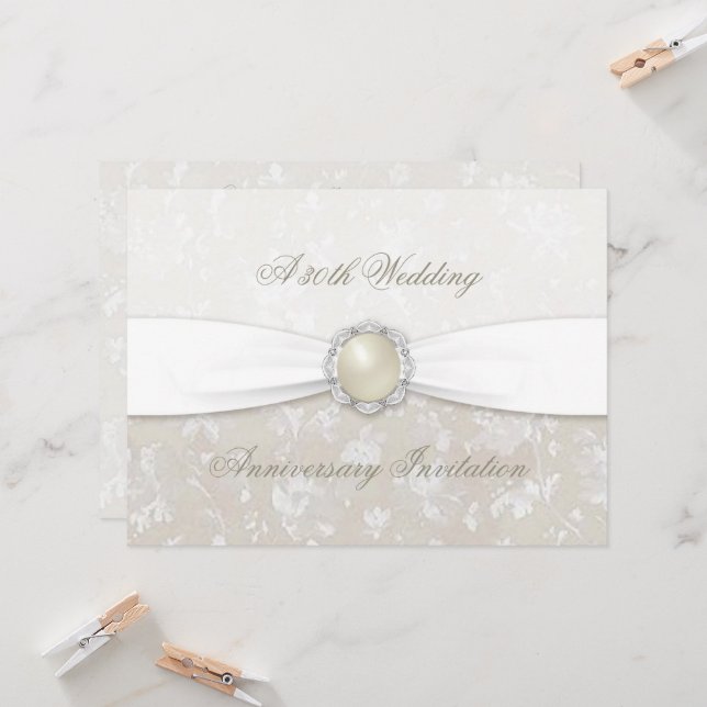 Damask-inbjudan till 30-årsjubileum för bröllop inbjudningar (Fram/Back In Situ)