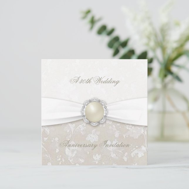 Damask-inbjudan till 30-årsjubileum för bröllop inbjudningar (Stående Fram)