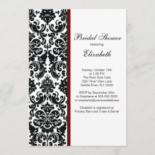 Damask Inbjudningskort för möhippan Merlot Red