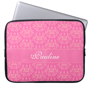 Damask "Kangaroo Tass" med namnet rosa laptop fodr Sleeve