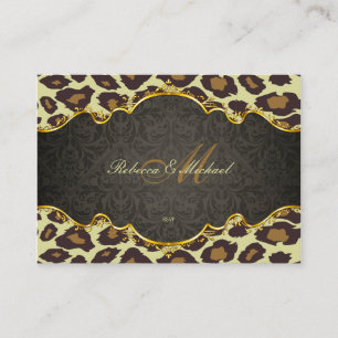 Damask Leopard Monogram-Bröllop OSA Tilläggskort
