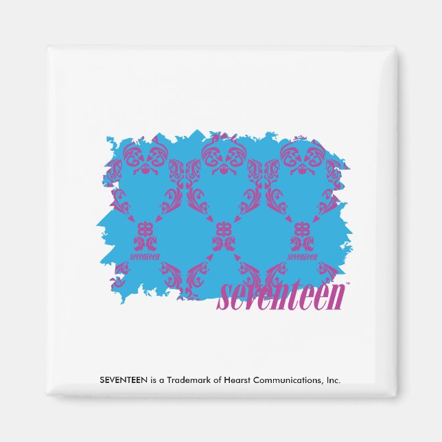 Damask Lila-Aqua 4 Magnet (Framsidan)