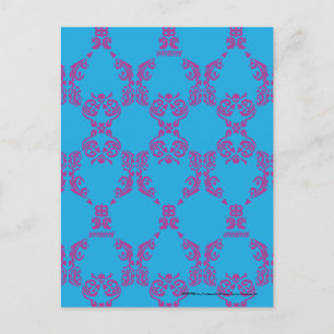 Damask Lila-Aqua Vykort