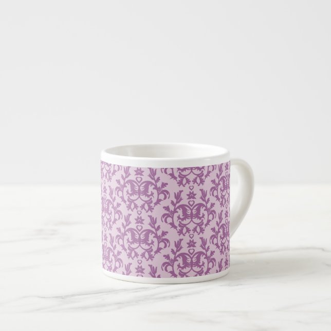 Damask lila espresso mugg espressomugg (Framsida höger)