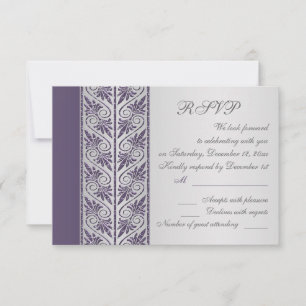 Damask lila på silver Bröllopsjubileum RSVP OSA Kort
