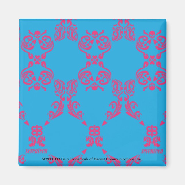 Damask Magenta-Aqua Magnet (Framsidan)