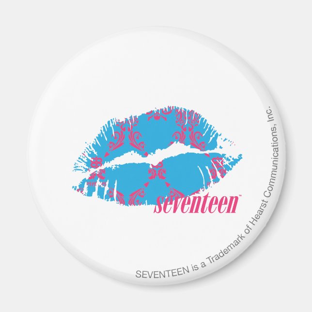 Damask Magenta-Aqua Magnet (Framsidan)